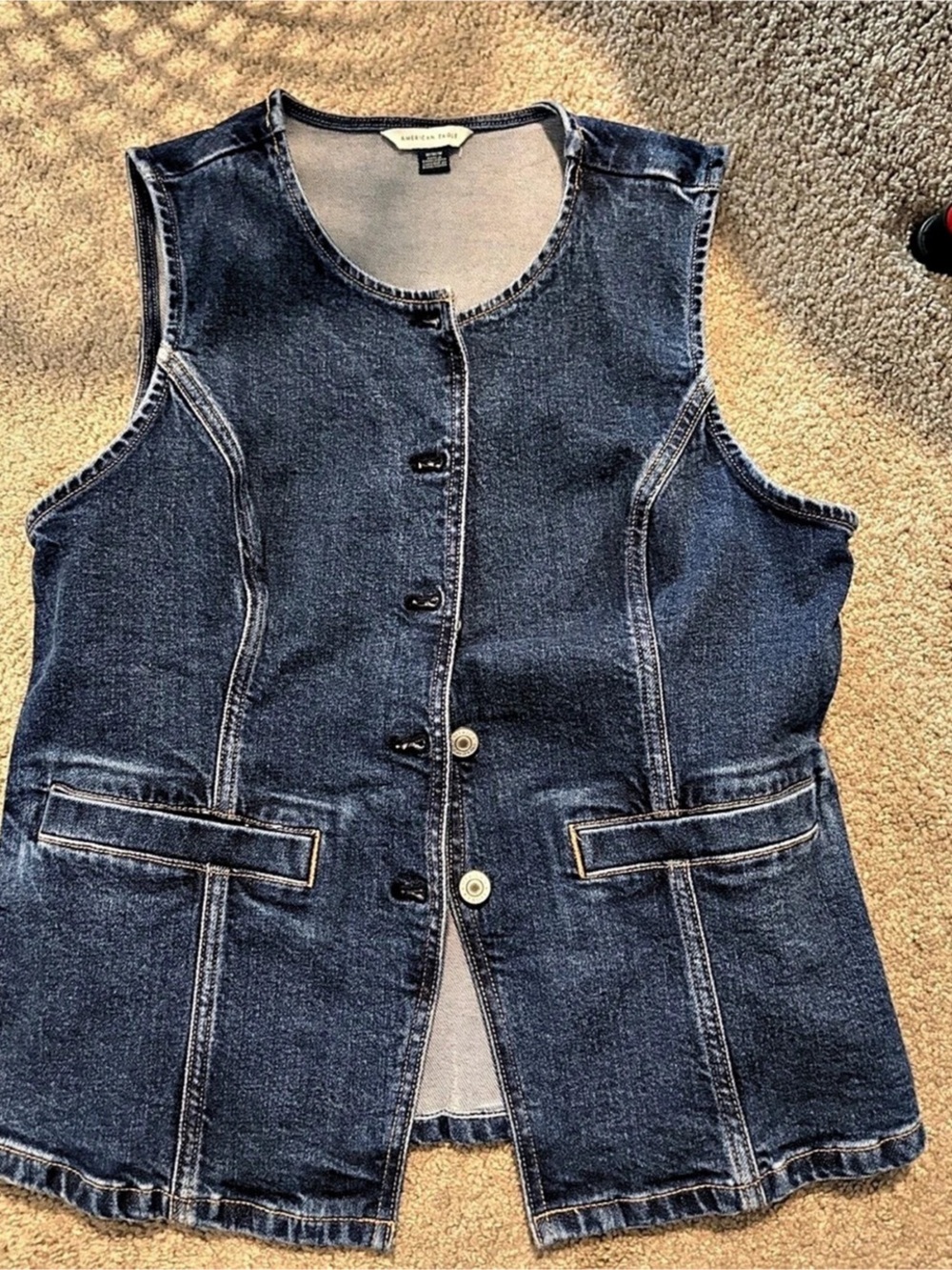 American Eagle AE Classic Denim Vest in Blue Size Medium